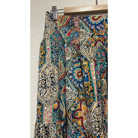 Natural Life Hanna Convertible Maxi Skirt Boho Paisley Size Large Smocked Back - Picture 4 of 11